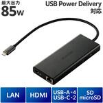 DST-W03 USB-C ハブ ドッキングステーション 10in1 PD対応 100W 10Gbps 【Type-Cx2 USB-Ax4 HDMIx1 LANx1 SD】 エレコム