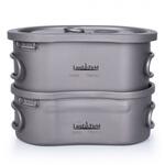 LF-TMT010 チタン製飯ごう 600ml/300ml 2点セット直火調理OK 収納袋ハンドル付 LandField