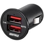 2.4A シガーソケット用USB急速充電器 AutoPowerSelect機能搭載 2ポートタイプ ブラック BUFFALO(バッファロー)