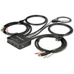 2ポートHDMI KVMスイッチ コンパクトデュアルポートUHD対応USBデスクトップPC切替器 4K/60Hz/本体一体型1.5mケーブル/オーディオ/バスパワー対応/リモート切替スイッチ/MacBookやThinkPad対応 StarTech.com