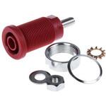 SEB 6445 NI / RT Red 4mm safety socket with thread Schutzinger