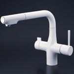 KM6121ECM4 浄水器専用シングルレバー式シャワー付混合栓(eレバー)マットホワイト KVK