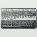 87529-50010 (87529)LABEL， A/C FILT トヨタ