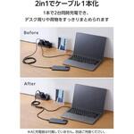 2in1 二股ケーブル (USB-C to C×2) 転送充電ケーブル 1.2m PD対応 100W 急速充電 高耐久 クロス素材 エレコム