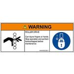 PL警告表示ラベル(ANSI準拠)│機械的な危険：駆動部(ローラ)│英語(マルチシンボルマーク) SCREENクリエイティブコミュニケーションズ