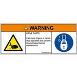 PL警告表示ラベル(ISO/SEMI準拠)│機械的な危険：はさまれ(手/指)│英語(マルチシンボルマーク) SCREENクリエイティブコミュニケーションズ