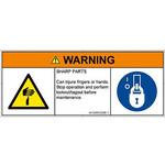 PL警告表示ラベル(ISO/SEMI準拠)│機械的な危険：鋭利物│英語(マルチシンボルマーク) SCREENクリエイティブコミュニケーションズ