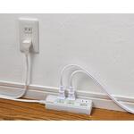 LEDスイッチ付タップ LEDランプ仕様 個別スイッチ トラッキング火災 ユリア樹脂採用 スッキリ配線L型プラグ 断線に強い保護被ふく ELPA
