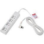 WLK-43(W) LEDスイッチ付タップ LEDランプ仕様 個別スイッチ トラッキング火災 ユリア樹脂採用 スッキリ配線L型プラグ 断線に強い保護被ふく ELPA