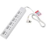 WLK-61(W) LEDスイッチ付タップ LEDランプ仕様 個別スイッチ トラッキング火災 ユリア樹脂採用 スッキリ配線L型プラグ 断線に強い保護被ふく ELPA