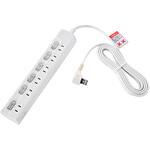 LEDスイッチ付タップ LEDランプ仕様 個別スイッチ トラッキング火災 ユリア樹脂採用 スッキリ配線L型プラグ 断線に強い保護被ふく ELPA