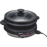 GP9100 H グリルなべ 3.4L 1300W たこ焼き/溝つきプレート付属 1台3役【煮る/焼く/蒸す】 直火可能 マグネットプラグコード 丸洗いOK フッ素コート スタイリッシュグレー テスコム