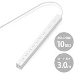 電源タップ 10個口 2P マグネット付 固定用フック穴 ホコリ防止シャッター 雷サージ防止 スイングタップ エレコム