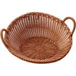 樹脂 丸斜め型 バスケット手付 茶 萬洋
