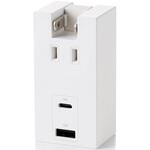 ECT-36-1ACWH 電源タップ USB直挿し (コンセント 1口 Type-C×1 USB-A×1) コンパクト 雷ガード ほこり防止シャッター エレコム