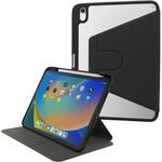 11インチiPad (A16)/iPad (第10世代) 360度回転スタンド 背面クリアフラップケース ブラック Smart Stock