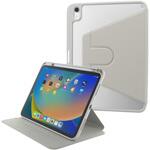 11インチiPad (A16)/iPad (第10世代) 360度回転スタンド 背面クリアフラップケース グレー Smart Stock