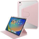 11インチiPad (A16)/iPad (第10世代) 360度回転スタンド 背面クリアフラップケース ピンク Smart Stock