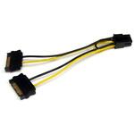 SATA電源ケーブル/15.2cm/1x 6ピンPCI Express電源コネクター - 2x 15ピンSATA/オス オス/PCIeビデオカード 変換アダプターケーブル StarTech.com