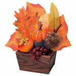 8186-488 秋のディスプレイ・装飾用品 味覚盛りウッドボックスアレンジ(造花) ストア・エキスプレス