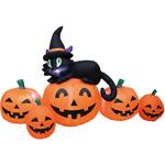 秋のディスプレイ・装飾用品 ハロウィン エアブロードール パンプキンファミリー&ネコ 幅150cm ストア・エキスプレス