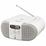 CDラジオ ステレオスピーカー 2電源対応 ホワイト AM/FM20局 オーム電機