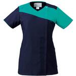 7048SC-4 レディスジップスクラブ(R) ダークネイビー×エムグリーン 7048SC-4シリーズ フォーク