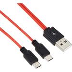 USBケーブル 急速充電2.4A対応microUSB 2股充電ケーブル 80CM microUSB(オス)x2 / USB A(オス) エスエスエーサービス