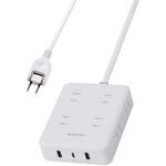 電源タップ USB延長コード コンセント8口 USB-C/USB-Aポート付 2.5m 雷ガード PSE適合 iPhone/スマホ等対応 エレコム