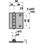 B-1565 ステンレス 機器用平蝶番(L=65×W=56) TAKIGEN(タキゲン)