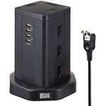 AC100V/14Ax2m タップ 12口/USBポート/タワー型 エスコ