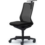 フルーエント 肘なし 背メッシュ ハイバック  ブラックボディ ハンガー付 ランバー無 ナイロンキャスター オカムラ(岡村製作所)