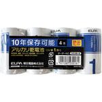 アルカリ電池 防災電池 単1×4本パック 保存期間10年 災害 防災 長期保存 ELPA