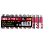 アルカリ電池 防災電池 単3×10本パック 保存期間10年 災害 防災 長期保存 ELPA