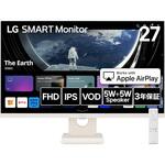 27インチ フルHDスマートモニター(1920x1080/IPS/HDMIx2/USBx2/スピーカー/チルト/ホワイトスタンド/3年保証) LG