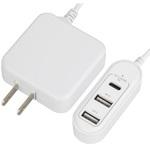 MAV-AUHB34C-W コード付ACアダプターUSB電源タップ オーム電機