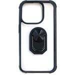 AC-P23P-TR BK iPhone15Pro用耐衝撃スマホリング付きクリアケース エアージェイ