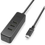USBハブ タイプC USB2.0 USBメス × 3ポート マグネット付 PC給電 セルフパワー バスパワー エレコム