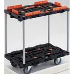 連結型樹脂製台車ビートル 2段式自在・固定タイプ(ハンドルなし・収納式柵付) TRUSCO