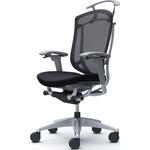コンテッサセコンダ、可動肘、ハイバック、座クッション、ハンガー付、ランバー無、グレーB、シルバー、脚シルバー、ウレタン オカムラ(岡村製作所)