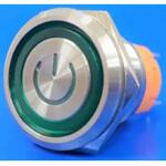 MPS-1224G-O-20AP LEDプッシュスイッチ(電源マーク) 緑色 20A マリンテック