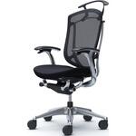 コンテッサセコンダ，固定肘，座クッション，ハイバック5本脚，ポリッシュ，ブラック，ランバー無ハンガー付 オカムラ(岡村製作所)