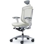 コンテッサセコンダ、可動肘、可動ヘッド、座革、ハンガー無、ランバー無、ホワイトB、ポリッシュ、脚ポリッシュ、ウレタン オカムラ(岡村製作所)