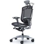 コンテッサセコンダ、可動肘、可動ヘッド、座メッシュ、ハンガー付、ランバー付、グレーB、シルバー、脚シルバー、ウレタン オカムラ(岡村製作所)