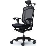 コンテッサセコンダ、可動肘、可動ヘッド、座クッション、ハンガー付、ランバー無、ブラックB、ブラック、脚ブラック、ウレタン オカムラ(岡村製作所)