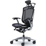 コンテッサセコンダ、固定肘、可動ヘッド、座メッシュ、ハンガー付、ランバー付、ブラックB、ポリッシュ、脚ポリッシュ、ウレタン オカムラ(岡村製作所)