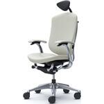 コンテッサセコンダ、固定肘、可動ヘッド、背座革、ハンガー無、ランバー無、ブラックB、ポリッシュ、脚ポリッシュ、ウレタン オカムラ(岡村製作所)