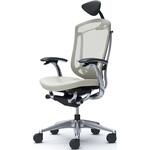 コンテッサセコンダ、固定肘、可動ヘッド、座革、ハンガー無、ランバー付、ブラックB、ポリッシュ、脚ポリッシュ、ウレタン オカムラ(岡村製作所)