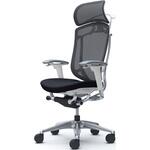 コンテッサセコンダ、可動肘、固定ヘッド、座クッション、ハンガー付、ランバー無、ホワイトB、ポリッシュ、脚ポリッシュ、ウレタン オカムラ(岡村製作所)