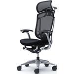 コンテッサセコンダ，固定肘，座クッション，大型ヘッド5本脚，ポリッシュ，ブラック，ランバー付ハンガー付 オカムラ(岡村製作所)